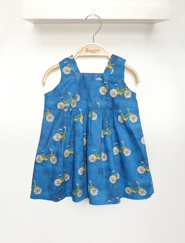 Bicycle Sleeveless Baby Girl Dress - New Blue Colour