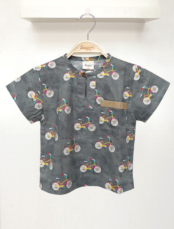 Bicycle Short Sleeves Boy Shirt