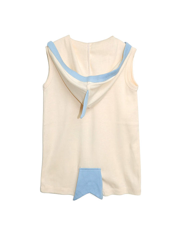 Sealife Baby Shark Sleeveless Hoodie Romper