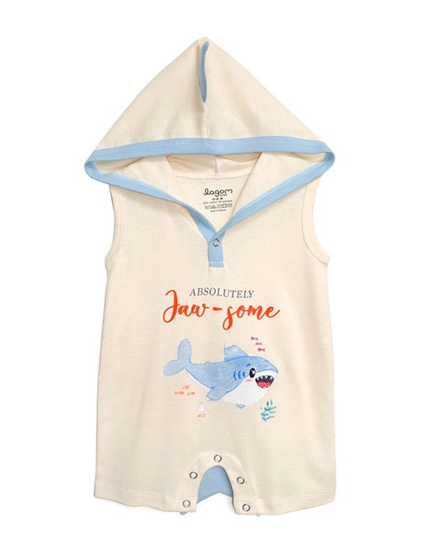 Sealife Baby Shark Sleeveless Hoodie Romper