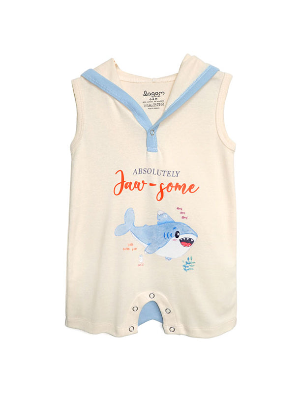 Sealife Baby Shark Sleeveless Hoodie Romper