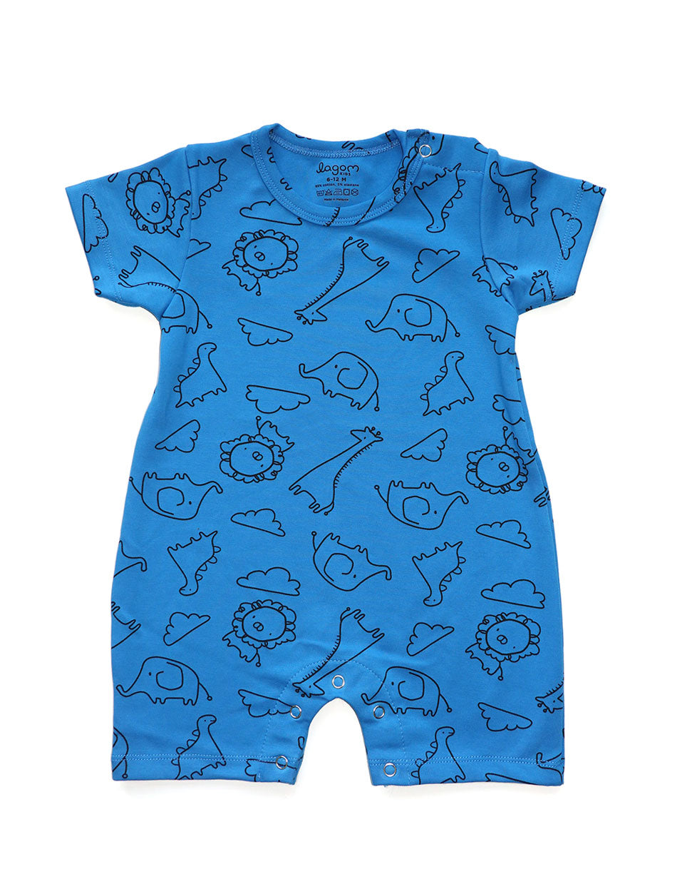 Blue Safari Short Sleeves Baby Romper