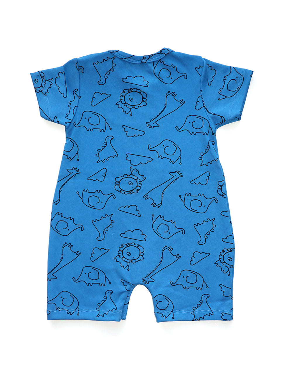 Blue Safari Short Sleeves Baby Romper