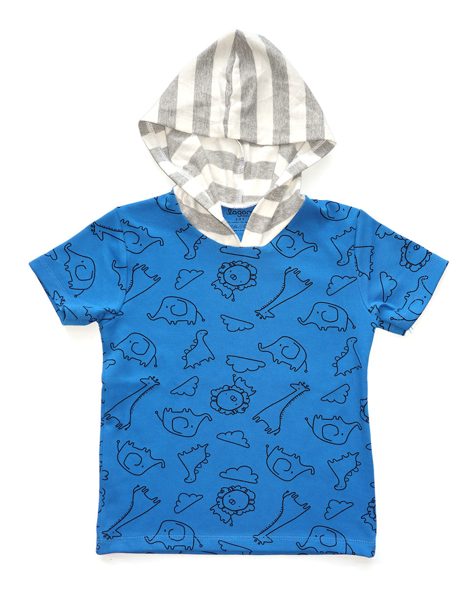 Blue Safari Short Sleeves Hoodie Top