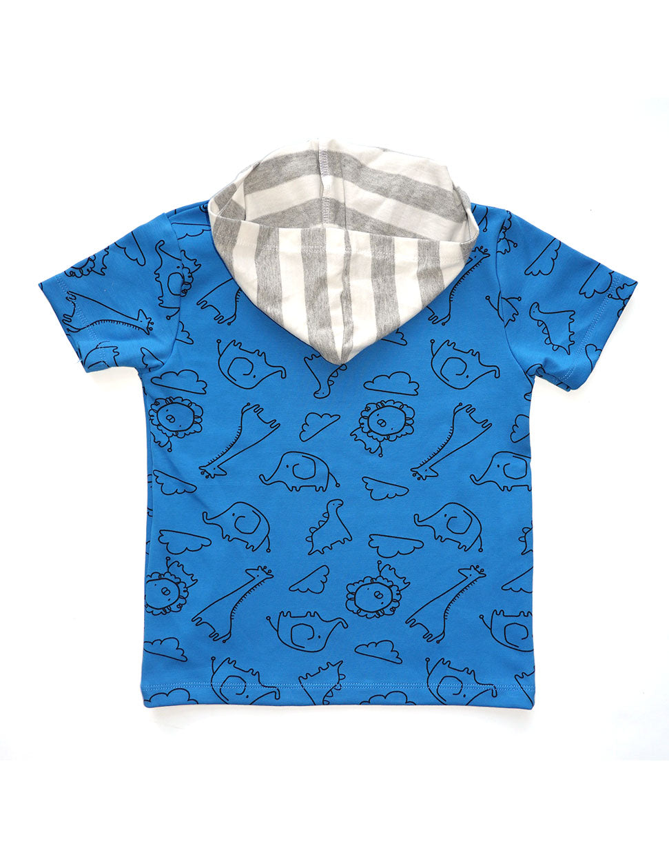 Blue Safari Short Sleeves Hoodie Top