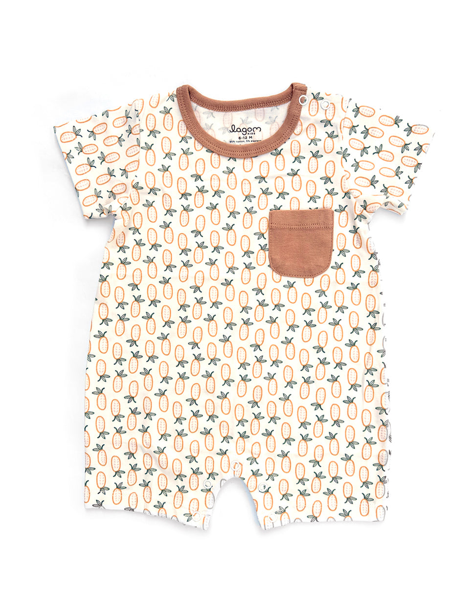 Pineapple Short Sleeves Baby Romper (with Pocket)