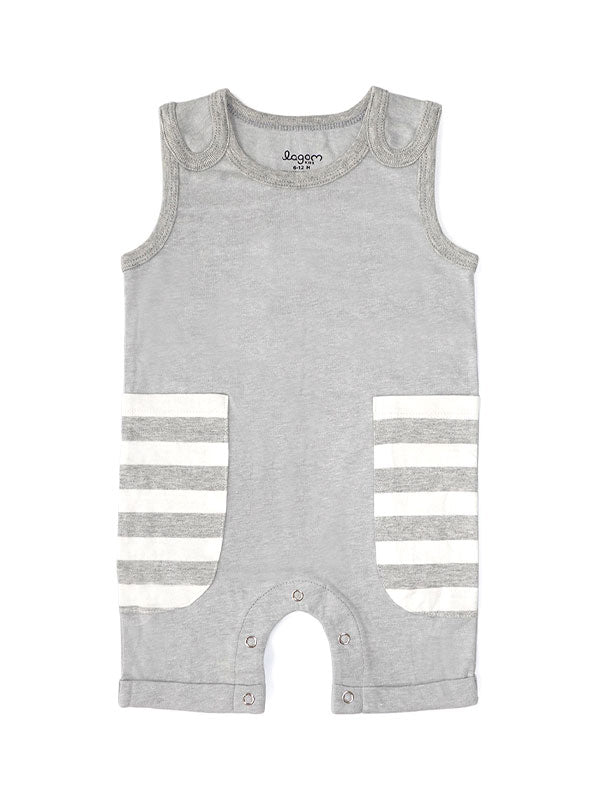 Stripy Grey Overall Romper